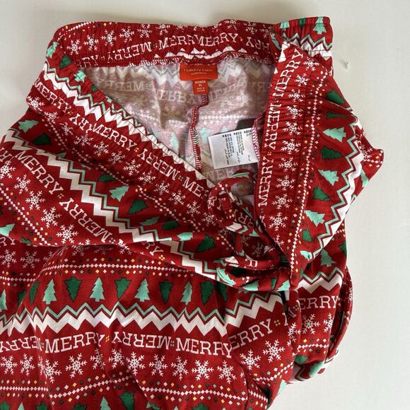 NWOT Holiday Lane Women XL Pure Cotton Red Merry Christmas Pajama Pants Comfort - Picture 3 of 3